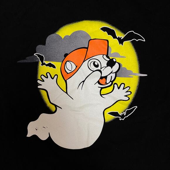 Bucees Shirt Mens Small Black Boo Yah Halloween Ghost Beaver Glow in the Dark - Picture 3 of 5